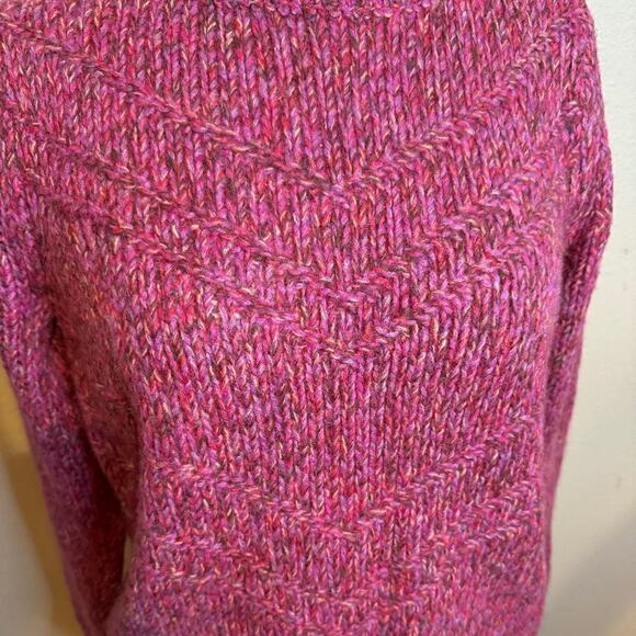J. Jill sweater pink multicolored heathering chevron wool blend pullover Sz M - Picture 6 of 8